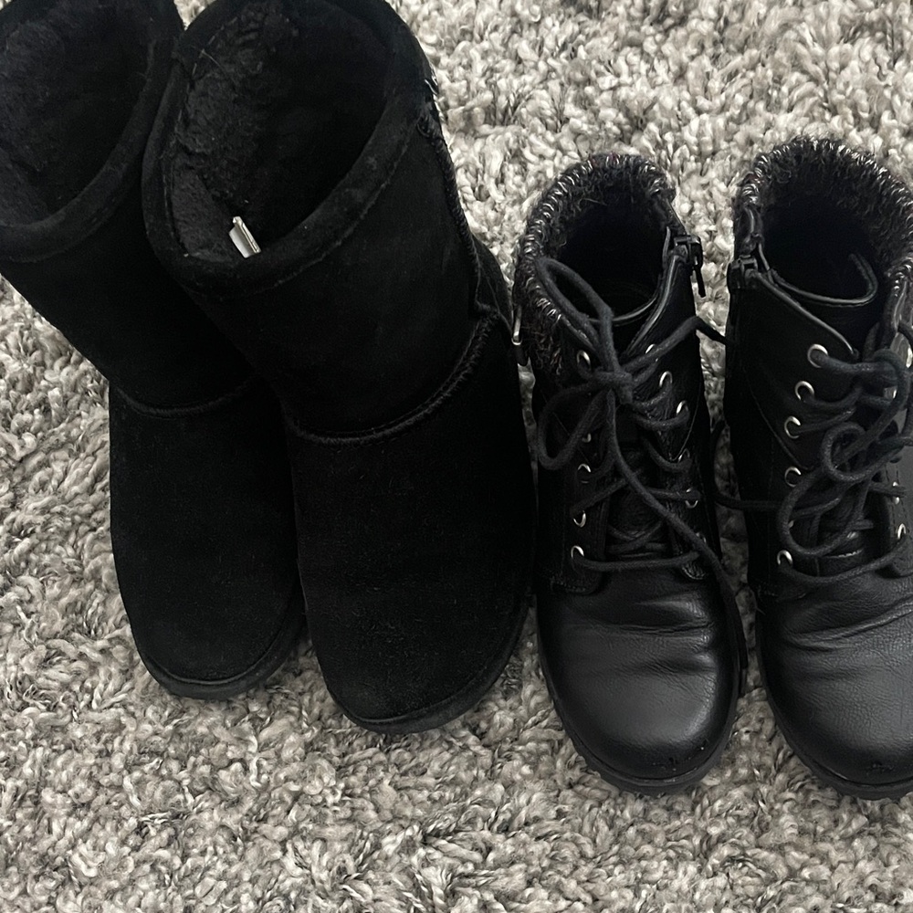 Black Suede Boots & Combat Shoes sz 1